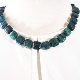 FBT - Azurite Chrysocolla Green Square Necklace - FashionByTeresa